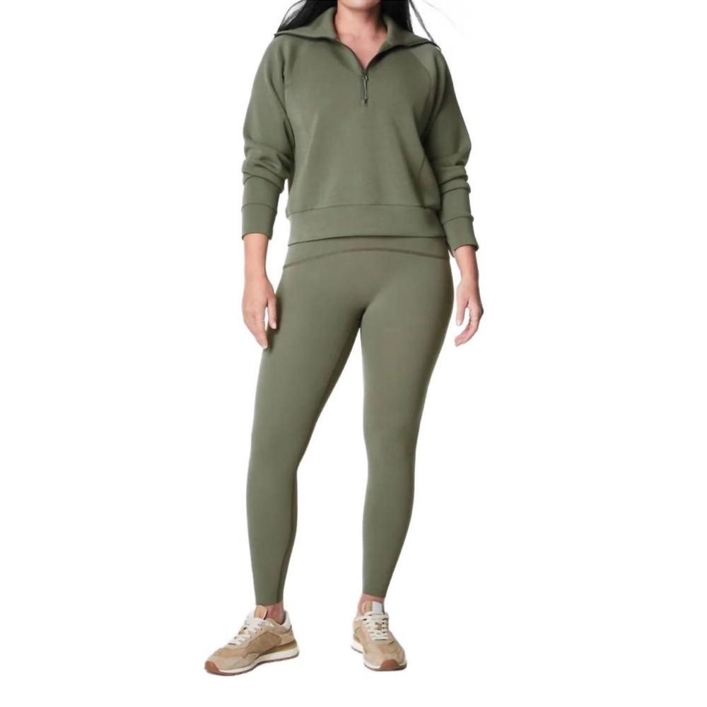 SPANX Olive Green Women's Half-Zip Sweatshirt - Picture 2 of 11